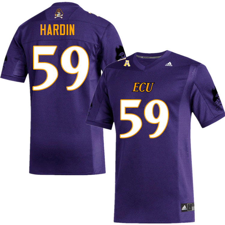 Men #59 Sully Hardin ECU Pirates College Football Jerseys Sale-Purple